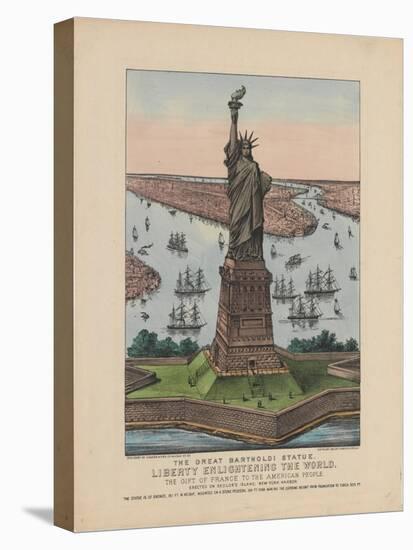 The Great Bartholdi Statue – Liberty Enlightening the World, 1885-N. and Ives, J.M. Currier-Stretched Canvas