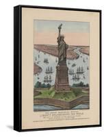 The Great Bartholdi Statue – Liberty Enlightening the World, 1885-N. and Ives, J.M. Currier-Framed Stretched Canvas