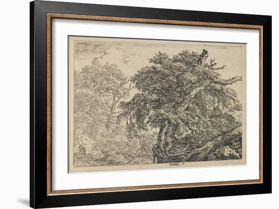 The Great Beech with Two Men and a Dog, C. 1650-1655-Jacob van Ruisdael-Framed Giclee Print