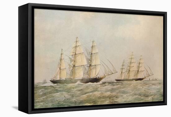 The Great China Race. The Clipper Ships Taeping and Ariel passing the Lizard, Cornwall, 1866-Thomas Goldsworth Dutton-Framed Stretched Canvas