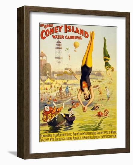 The Great Coney Island Water Carnival,-null-Framed Art Print