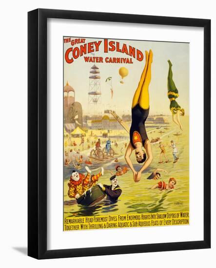 The Great Coney Island Water Carnival,-null-Framed Art Print