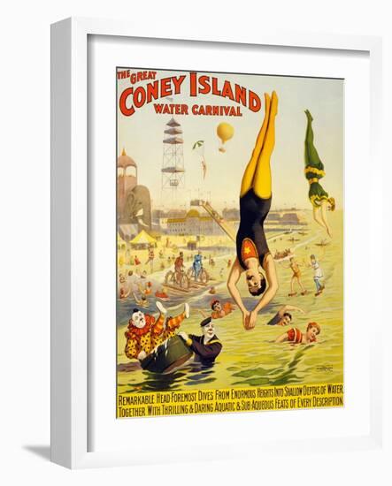 The Great Coney Island Water Carnival,-null-Framed Art Print