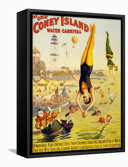 The Great Coney Island Water Carnival,-null-Framed Stretched Canvas