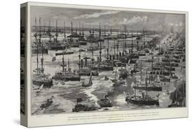 The Great Coronation Naval Display, Bird'S-Eye View of the Fleet Assembled at Spithead-Charles Edward Dixon-Stretched Canvas