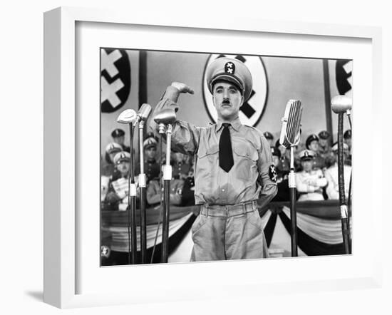 The Great Dictator, Charlie Chaplin, 1940-null-Framed Photo