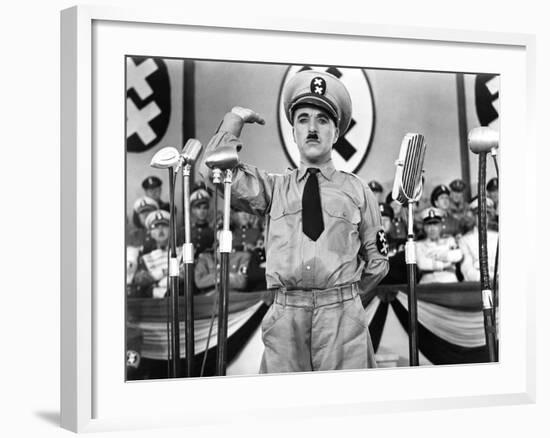 The Great Dictator, Charlie Chaplin, 1940-null-Framed Photo