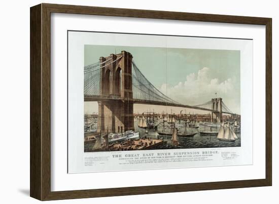 The Great East River Suspension Bridge-Currier & Ives-Framed Giclee Print