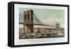 The Great East River Suspension Bridge-Currier & Ives-Framed Stretched Canvas