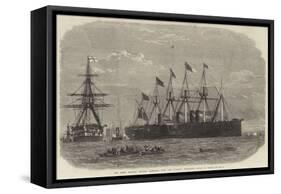 The Great Eastern Leaving Sheerness with the Atlantic Telegraph Cable on Board-Edwin Weedon-Framed Stretched Canvas