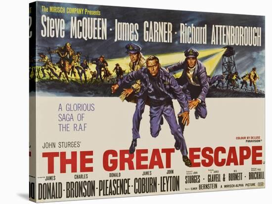 The Great Escape, UK Movie Poster, 1963-null-Stretched Canvas