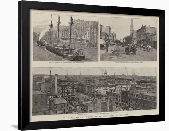 The Great Fire at Milwaukee, General Views of the City-null-Framed Giclee Print