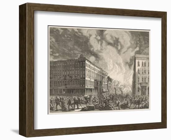 The Great Fire of Chicago 1871 - the Scene in Dearborn Street, Near the Fremont House Hotel-null-Framed Art Print