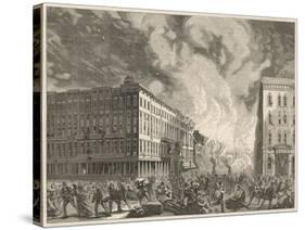 The Great Fire of Chicago 1871 - the Scene in Dearborn Street, Near the Fremont House Hotel-null-Stretched Canvas