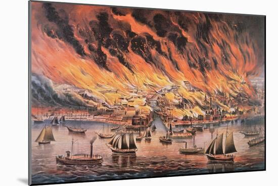 The Great Fire of Chicago, 1871-Currier & Ives-Mounted Giclee Print