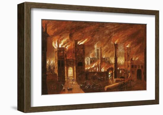 The Great Fire of London, seen from Newgate, 1666-Jan Griffier-Framed Premium Giclee Print