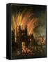 The Great Fire of London (September 1666) with Ludgate and Old St Paul's, c.1670-English-Framed Stretched Canvas