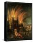The Great Fire of London (September 1666) with Ludgate and Old St Paul's, c.1670-English-Framed Stretched Canvas