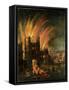 The Great Fire of London (September 1666) with Ludgate and Old St Paul's, c.1670-English-Framed Stretched Canvas