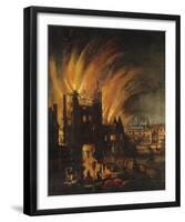 The Great Fire of London, with Ludgate and Old St. Paul's-17th Century School-Framed Premium Giclee Print