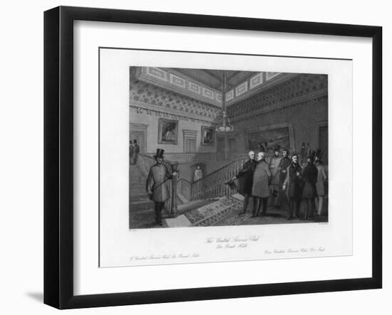 The Great Hall, the United Service Club, London, 19th Century-H Melville-Framed Giclee Print