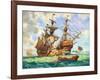 The Great Harry, Flagship of King Henry's Fleet, Sporting Many of its 251 Guns-C.l. Doughty-Framed Giclee Print