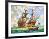 The Great Harry, Flagship of King Henry's Fleet, Sporting Many of its 251 Guns-C.l. Doughty-Framed Giclee Print