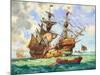 The Great Harry, Flagship of King Henry's Fleet, Sporting Many of its 251 Guns-C.l. Doughty-Mounted Giclee Print