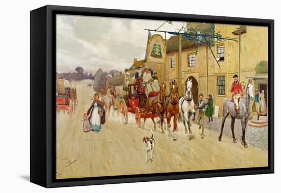 The Great North Road, the Bell at Stilton, 1902-Cecil Aldin-Framed Stretched Canvas