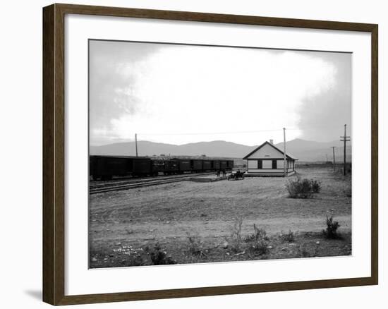 The Great Northern Railway Depot in Omak, WA, 1914-Asahel Curtis-Framed Giclee Print