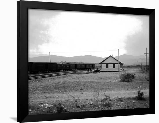 The Great Northern Railway Depot in Omak, WA, 1914-Asahel Curtis-Framed Giclee Print