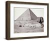 The Great Pyramid, with the Sphinx in the Foreground, El-Geezah, 1858 (B/W Photo)-Francis Frith-Framed Giclee Print