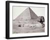 The Great Pyramid, with the Sphinx in the Foreground, El-Geezah, 1858 (B/W Photo)-Francis Frith-Framed Giclee Print