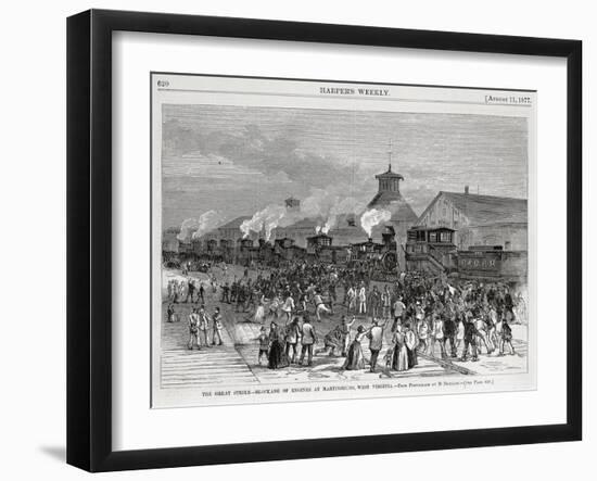 The Great Railway Strike Halting Locomotives at Martinsburg-null-Framed Giclee Print