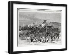 The Great Railway Strike Halting Locomotives at Martinsburg-null-Framed Giclee Print