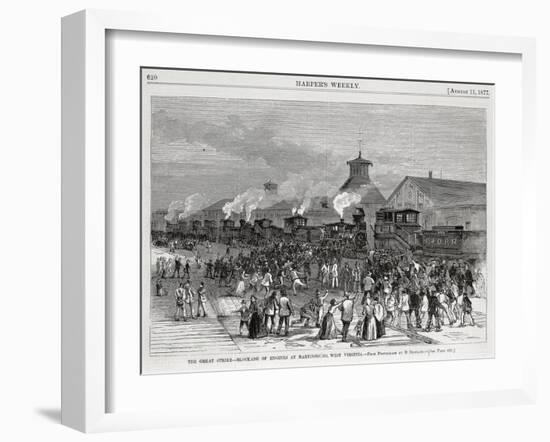 The Great Railway Strike Halting Locomotives at Martinsburg-null-Framed Giclee Print