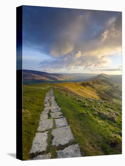 The Great Ridge Pathway, Mam Tor, Hope Valley, Castleton, Peak District National Park, Derbyshire,-Chris Hepburn-Stretched Canvas