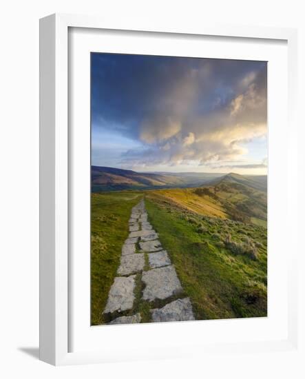 The Great Ridge Pathway, Mam Tor, Hope Valley, Castleton, Peak District National Park, Derbyshire,-Chris Hepburn-Framed Photographic Print