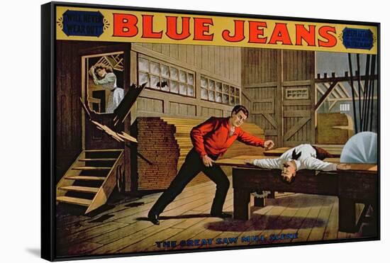 The Great Saw Mill Scene', Poster for 'Blue Jeans'-American School-Framed Stretched Canvas