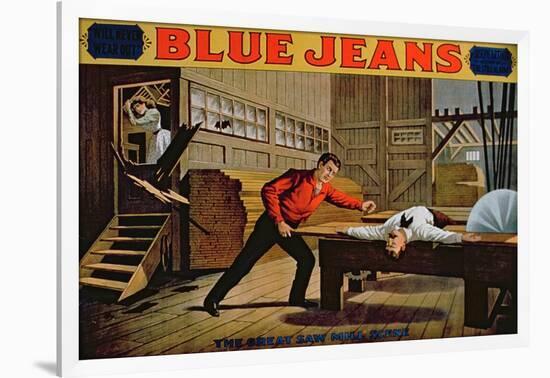 The Great Saw Mill Scene', Poster for 'Blue Jeans'-American School-Framed Giclee Print