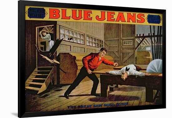 The Great Saw Mill Scene', Poster for 'Blue Jeans'-American School-Framed Giclee Print