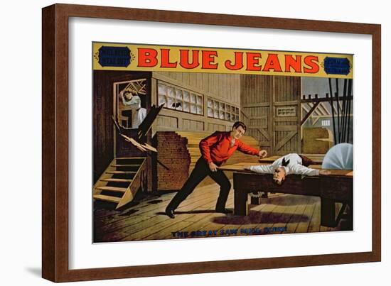 The Great Saw Mill Scene', Poster for 'Blue Jeans'-American School-Framed Giclee Print