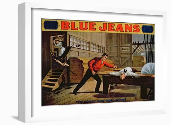 The Great Saw Mill Scene', Poster for 'Blue Jeans'-American School-Framed Giclee Print