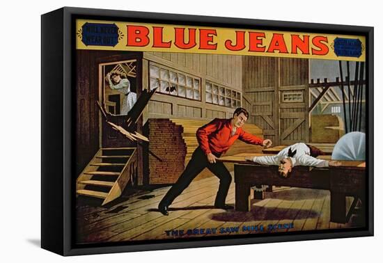 The Great Saw Mill Scene', Poster for 'Blue Jeans'-American School-Framed Stretched Canvas