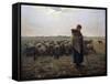 The Great Shepherdess by Jean-Francois Millet-null-Framed Stretched Canvas