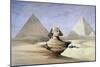 The Great Sphinx and Pyramids at Giza, 1838-1839-David Roberts-Mounted Premium Giclee Print