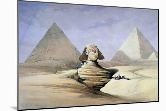 The Great Sphinx and Pyramids at Giza, 1838-1839-David Roberts-Mounted Giclee Print