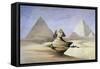 'The Great Sphinx and Pyramids at Gizeh' (Watercolour)-David Roberts-Framed Stretched Canvas