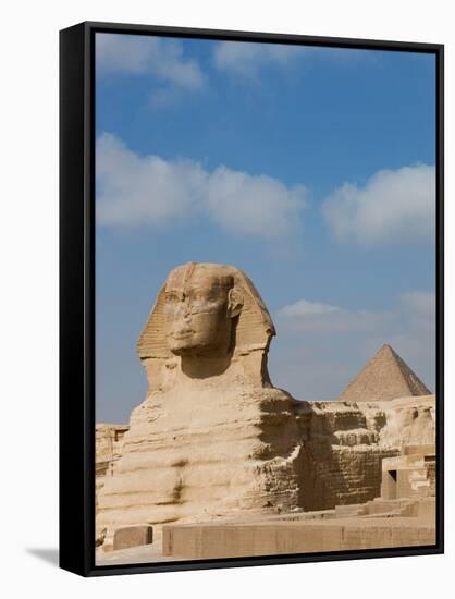 The Great Sphinx and Pyramids of Giza on a Sunny Day-Alex Saberi-Framed Stretched Canvas