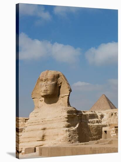 The Great Sphinx and Pyramids of Giza on a Sunny Day-Alex Saberi-Stretched Canvas